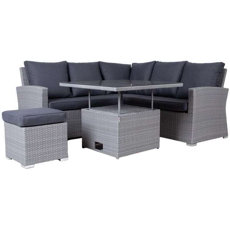 Garden furniture set SAMUEL table, corner sofa and ottoman