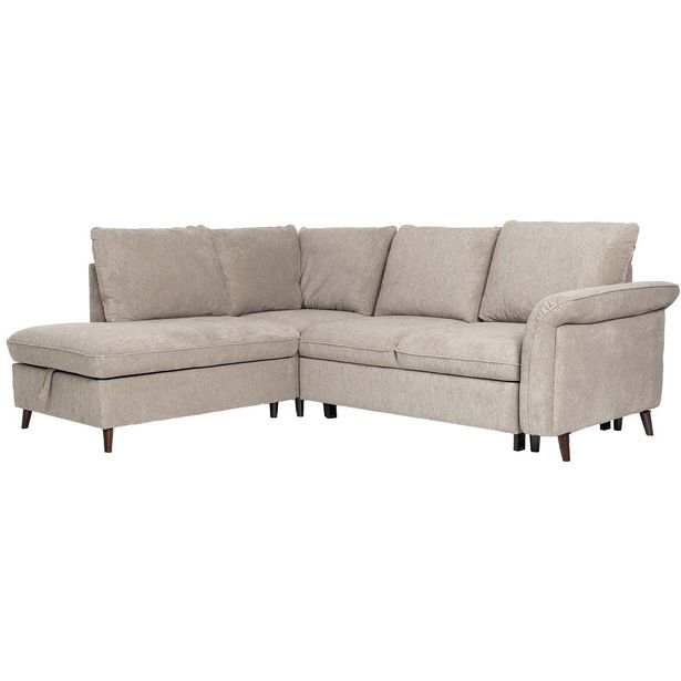 Corner sofa bed LINDY LC, light brown
