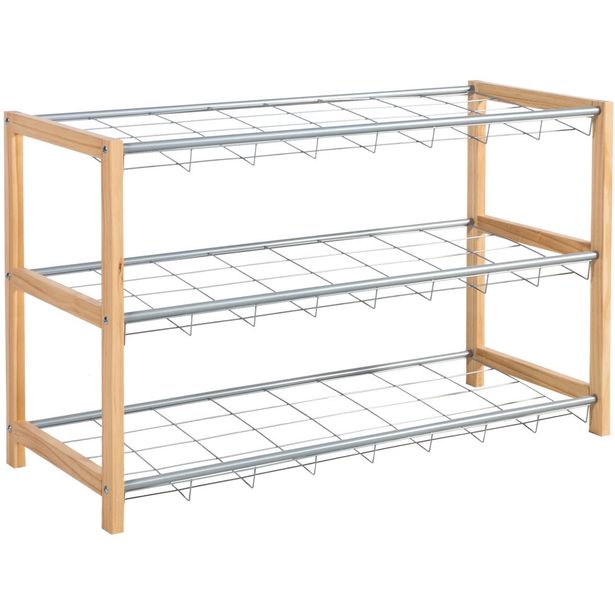 Shoe rack BRODY natural / silver