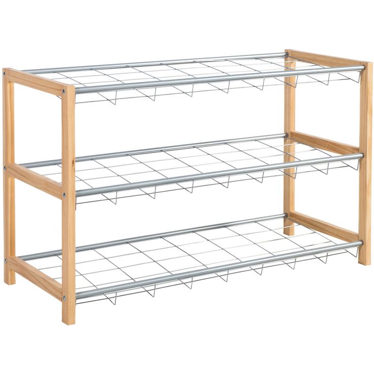 Shoe rack BRODY natural / silver