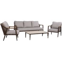Puutarhakalustesetti Home4You DELIA pöytä, sohva ja 2 tuolia, beige