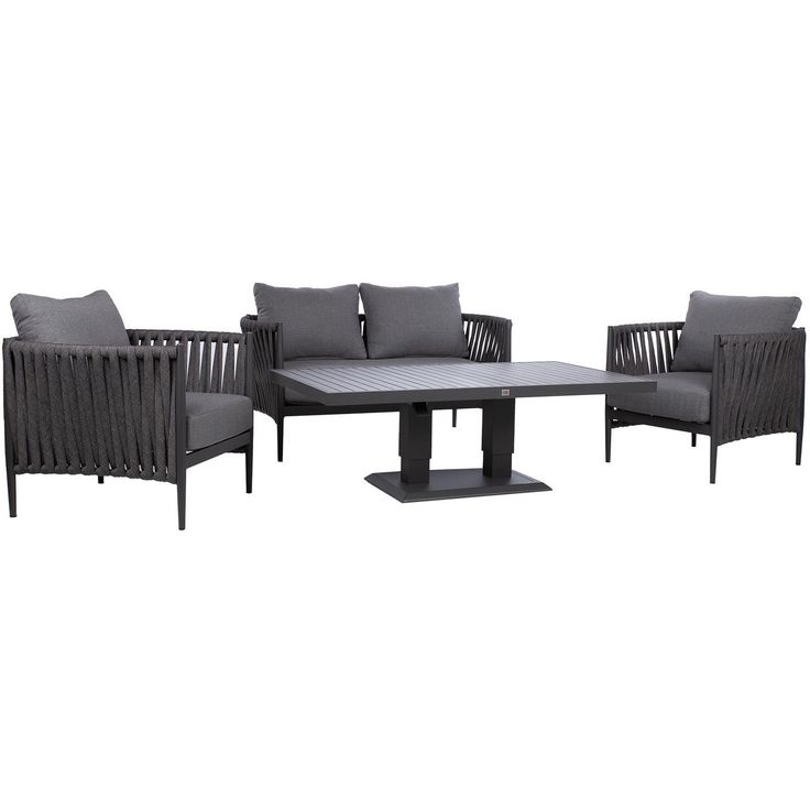 Garden furniture set BRISTOL table, sofa and 2 chairs, grey