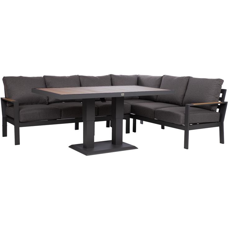 Garden furniture set RIO corner sofa and table, dark grey