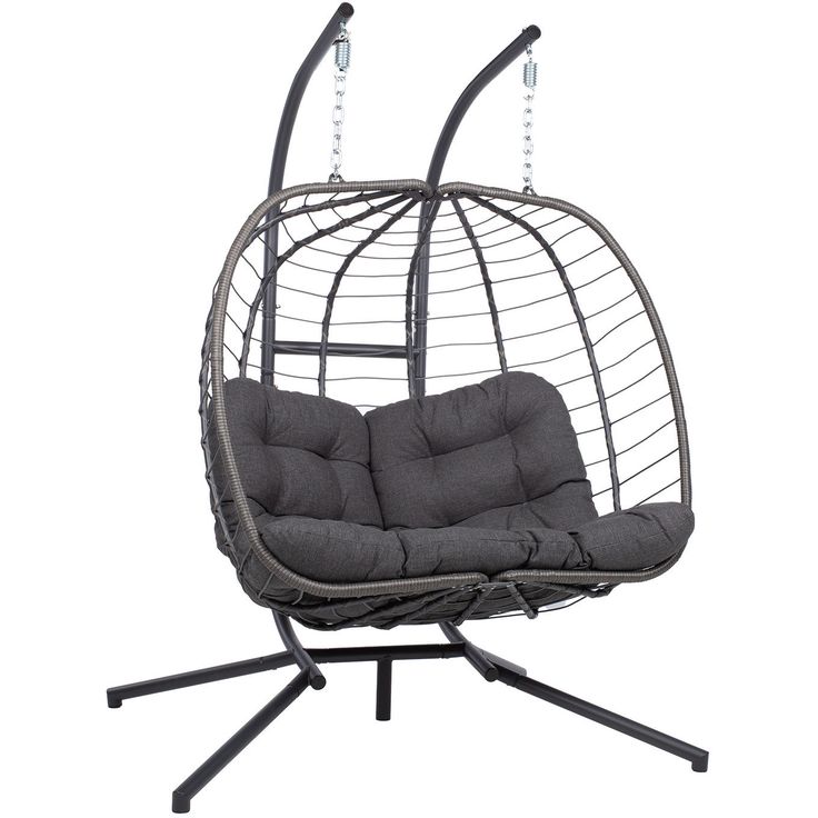 Hanging chair FINSE 2-seater 142x106xH194cm, dark grey