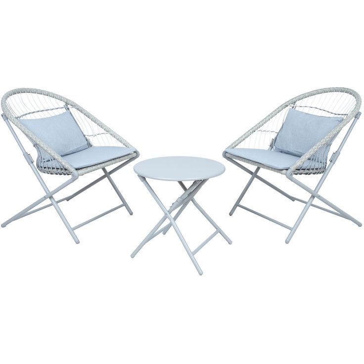 Balcony set YOLANDA 2 chairs and table, light gray