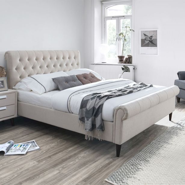 Sängynrunko Home4You Lucia 160x200cm, ilman patjaa, beige 