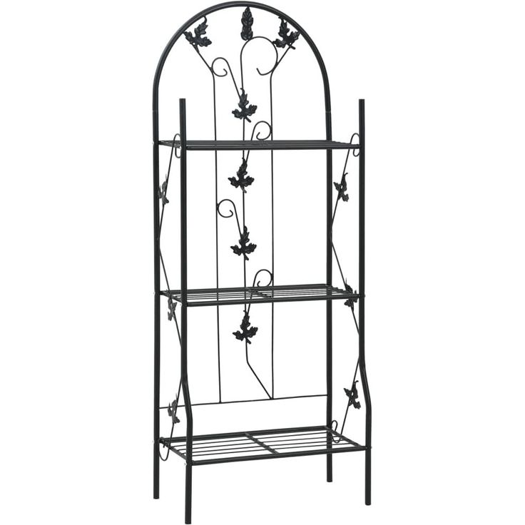3-kerroksinen kukkateline musta 52x28x128 cm rauta_1