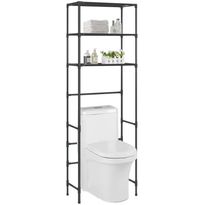 3-kerroksinen säilytyshylly wc-pytyn ylle musta 53x28x169 cm