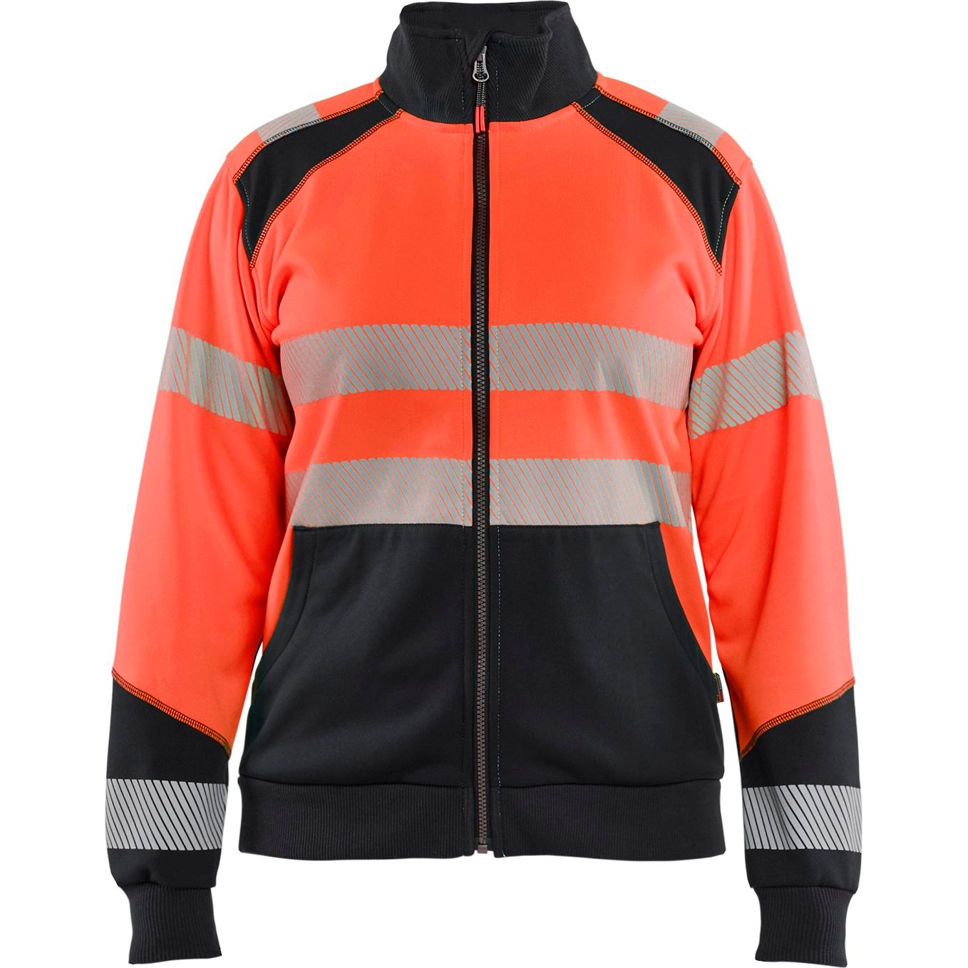 Naisten college Blåkläder 3508 Highvis vetoketjulla, huomiopunainen/musta, XS