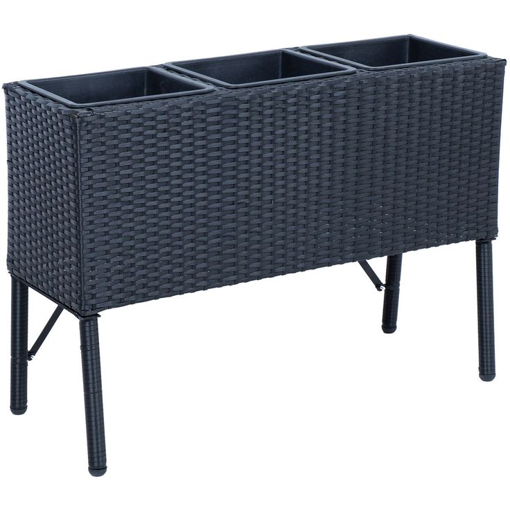 Flower box WICKER 78x33xH54cm, black