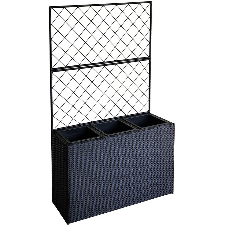 Flower box WICKER with trellis 83x29xH55/146cm, black