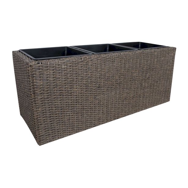 Kukkalaatikko Home4You Wicker, 110x39x45cm, tummanruskea 