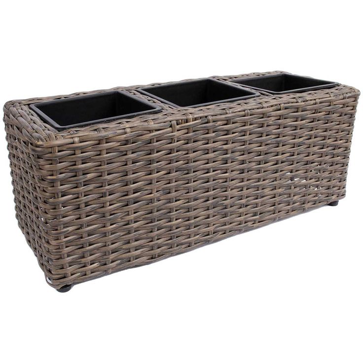 Flower box WICKER 48x18xH18cm, dark brown