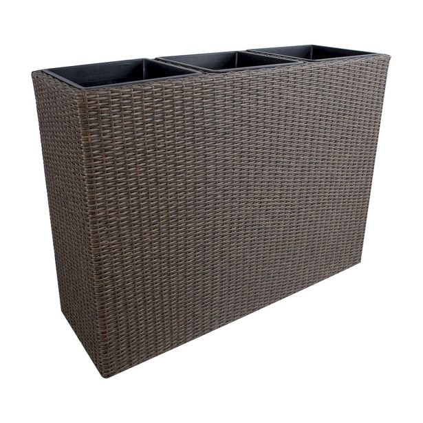 Kukkalaatikko Home4You Wicker, 110x39x88cm, tummanruskea 