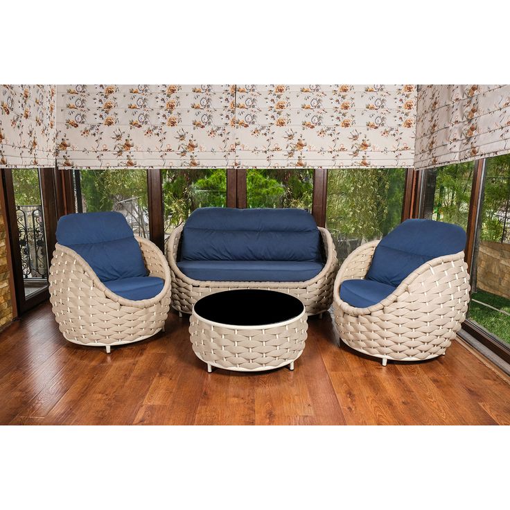 Oleskeluryhmä Linento Garden Dubai, 2 istuttava sohva + 2 nojatuolia + pöytä, beige