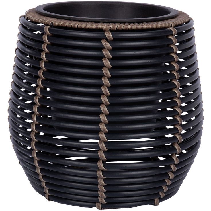 Plant holder WICKER D28xH26cm, black/brown