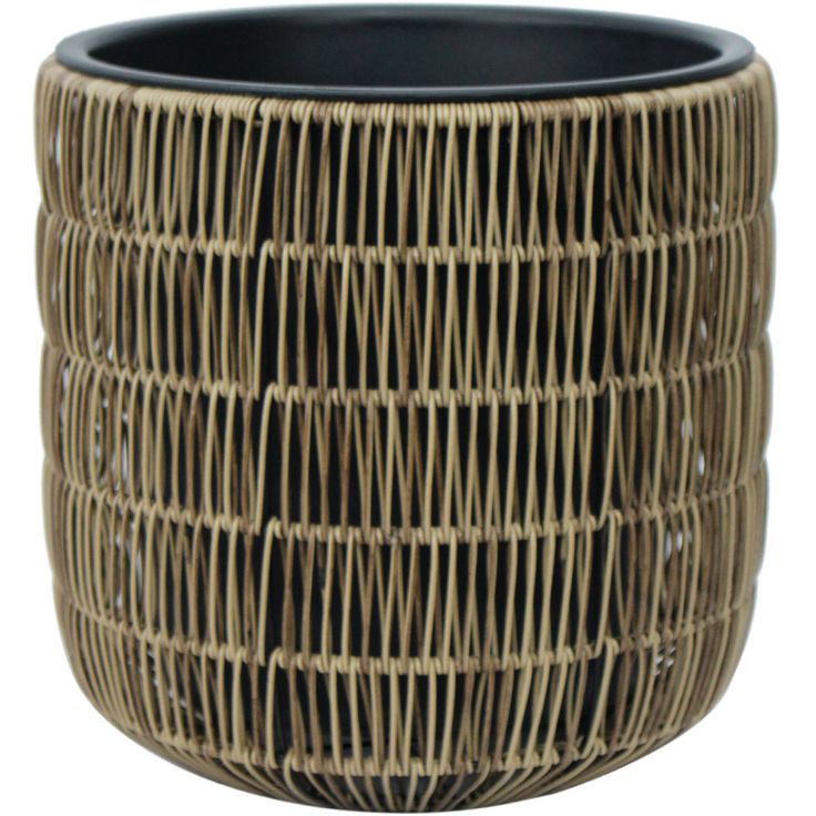 Planter WICKER D35xH36cm, light brown