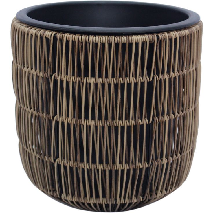 Planter WICKER D27xH28cm, light brown