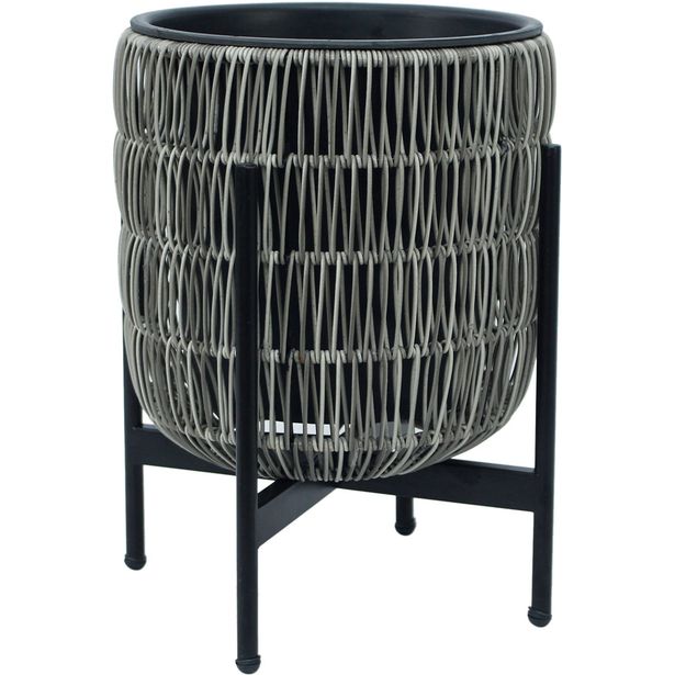 Kukkaruukku WICKER telineellä harmaa/musta/vaaleanruskea, eri värejä