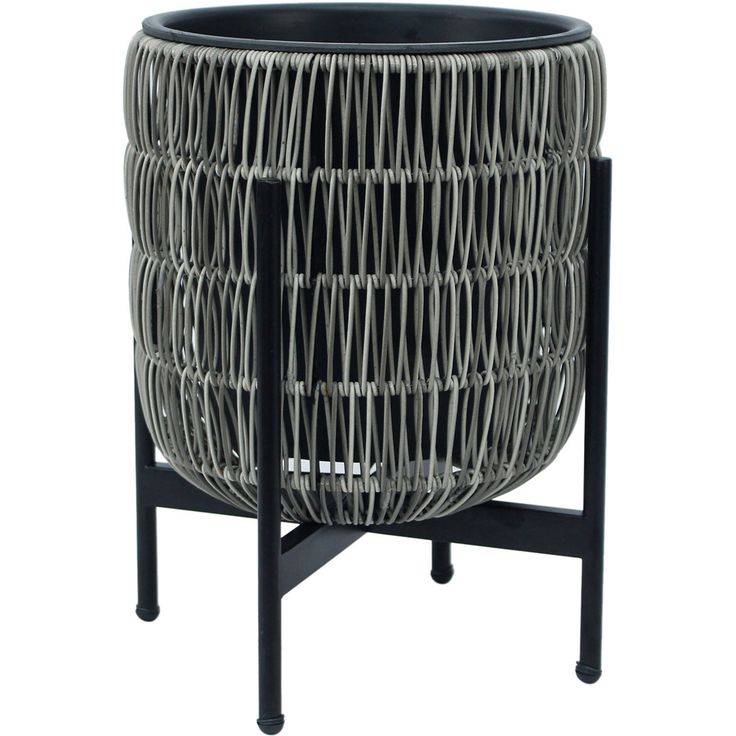 Kukkaruukku WICKER telineellä harmaa/musta/vaaleanruskea, eri värejä