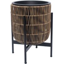 Kukkaruukku Home4You WICKER telineen kanssa 30x30xK38 cm, vaaleanruskea