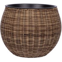 Istutuslaatikko Home4You WICKER Ø40xK32 cm, vaaleanruskea