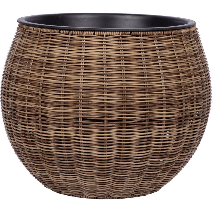 Planter WICKER D40xH32cm, light brown