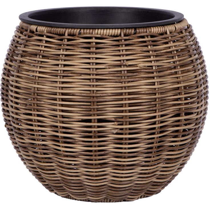Planter WICKER D26xH22cm, light brown