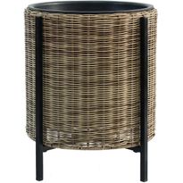 Istutuslaatikko Home4You WICKER jalustalla Ø39xK45 cm, vaaleanruskea