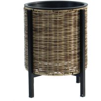 Istutuslaatikko Home4You WICKER jalustalla Ø28xK36 cm, vaaleanruskea