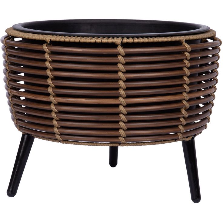 Planter WICKER 36x36xH27cm, brown
