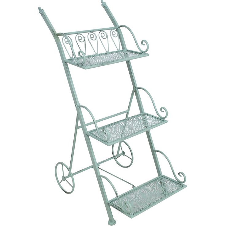 Shelf MINT 34x50xH81cm, antique green metal