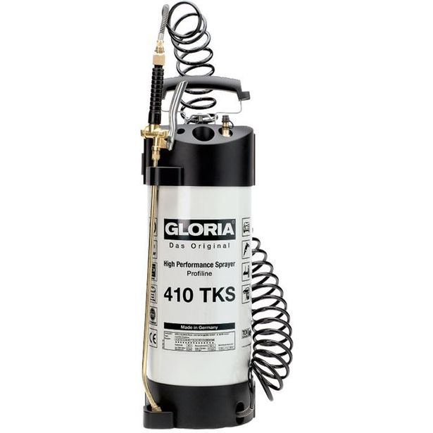 Paineruisku Gloria 410 TKS Profiline, 10L, öljyn-/liuottimienkestävä + spiraaliletku, paineilmaliitin