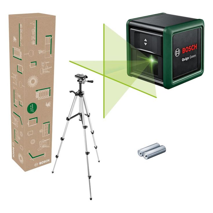 Ristilinjalaser Bosch Quigo Green Set, jalustalla