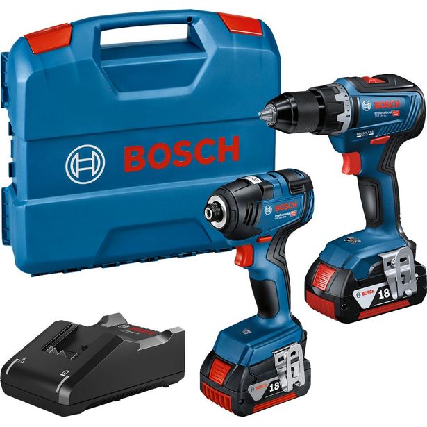 Akkukonesarja Bosch Professional GDR 18V-200 + GSR 18V-55, 2x4.0Ah akuilla + L-Case