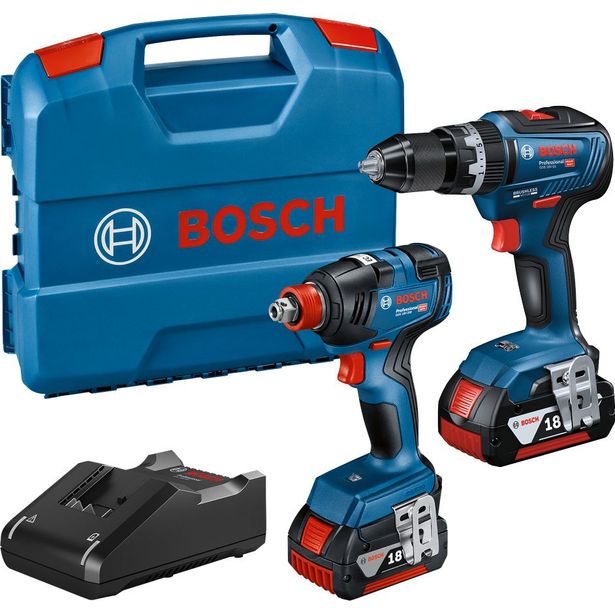 Akkukonesarja Bosch Professional GDX 18V-200 + GSB 18V-55, 2x4.0Ah akuilla + L-Case