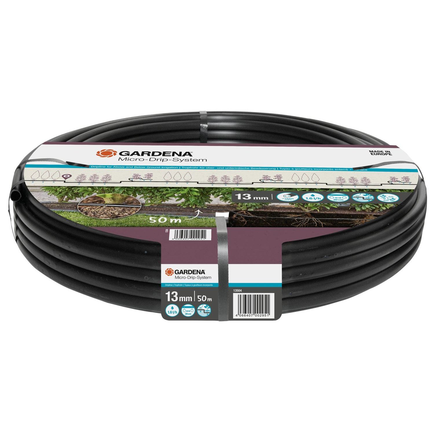 Tihkuletku Gardena Micro-Drip Dripline 50m, maan alle ja päälle