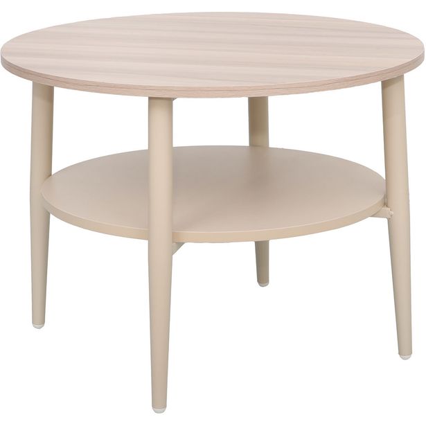 Coffee table LESTER 60x60xH45cm, light wood/beige