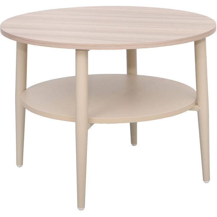 Coffee table LESTER 60x60xH45cm, light wood/beige