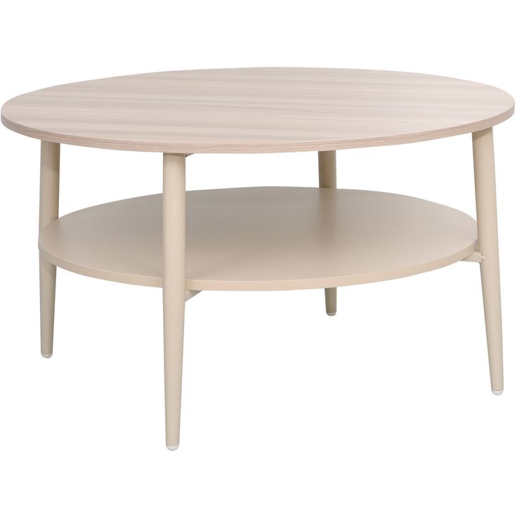 Coffee table LESTER 80x80xH45cm, light wood/beige