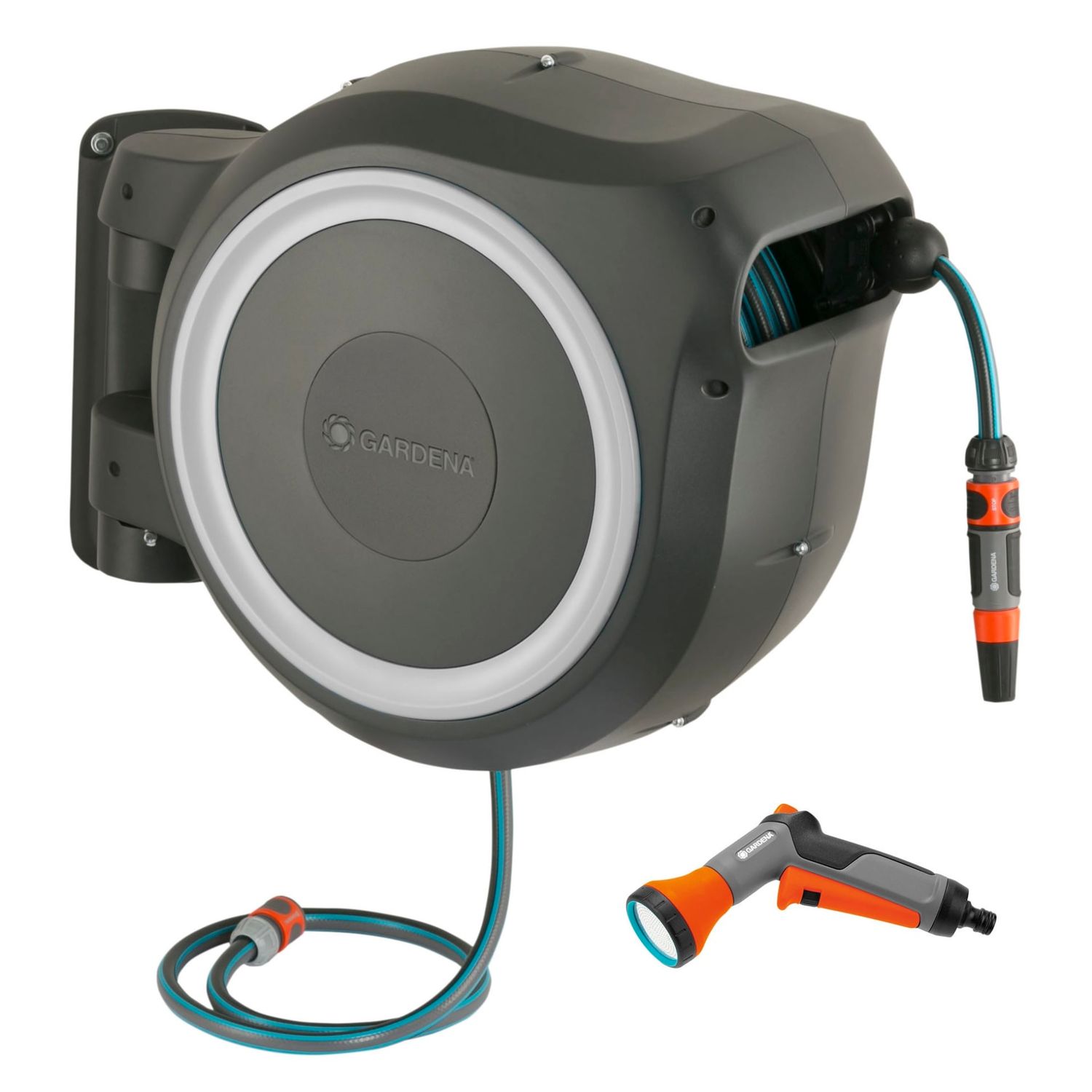 Seinäletkukela Gardena Rollup XL, 35m, valkoinen + kastelupistooli