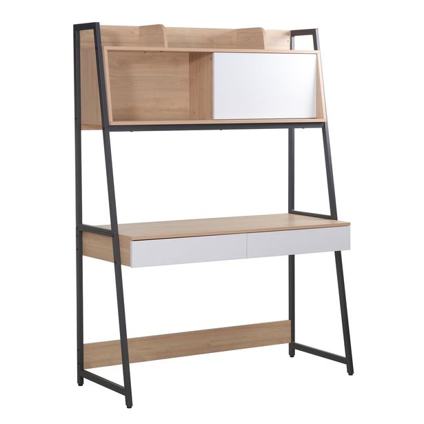 Työpöytä Home4You Study 124x54x171cm, tammi/valkoinen 