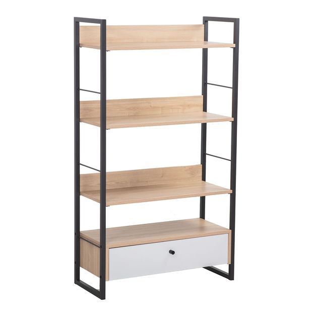 Hylly Home4You Study 70x30x124,5cm, tammi/valkoinen 