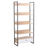 Hylly Home4You Study 70x30x159cm, tammi/valkoinen