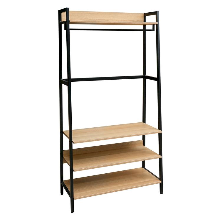 Eteisen hylly Home4You Lavinia 84x40x169cm, saarni/musta 