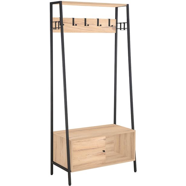 Hallway shelf HANNES 84x40xH180cm, rustic melamine