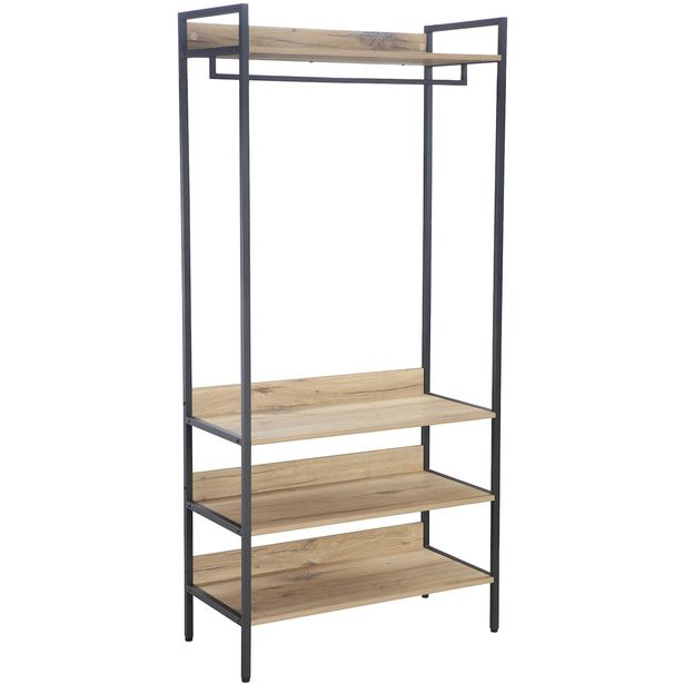 Hallway shelf HANNES 84x40xH180cm, rustic melamine