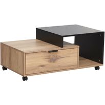 Sohvapöytä Home4You HANNES 90x50xK40 cm, rustiikki/musta melamiini