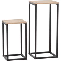 Apupöytä Home4You HANNES 2 kpl setti 26x26xK60 cm, 22x22xK40 cm, rustiikkinen melamiini