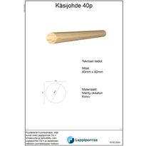 Pyöreä käsijohde, mänty, maalattu valkoinen, mittatilaus (pituus 1000–3000 mm)